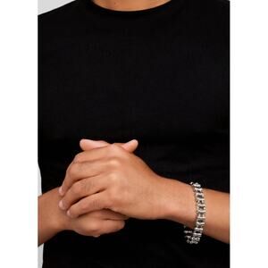 Adornia Men's Non Tarnish White Rhodium Plated Interlock Chain Bracelet, NWT